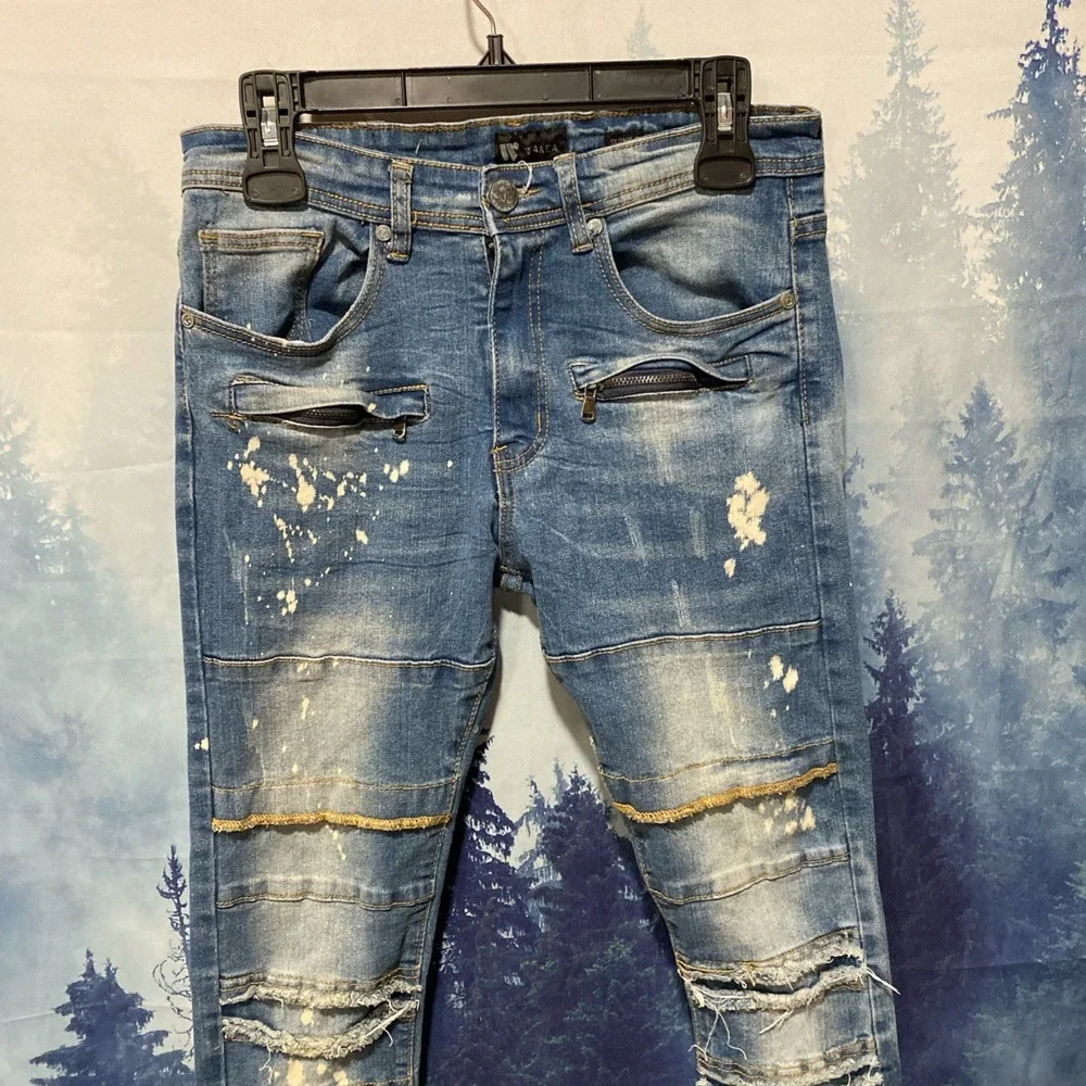 Waimea Skinny Fit‎ Moto Jeans 30x32 Paint Splatter Distressed